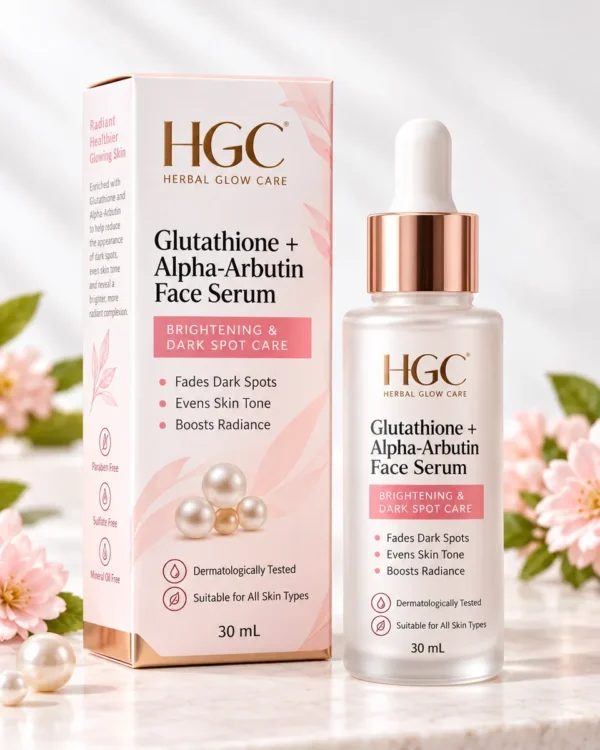 HGC Glutathione + Alpha-Arbutin Face Serum 30 mL dropper bottle and box