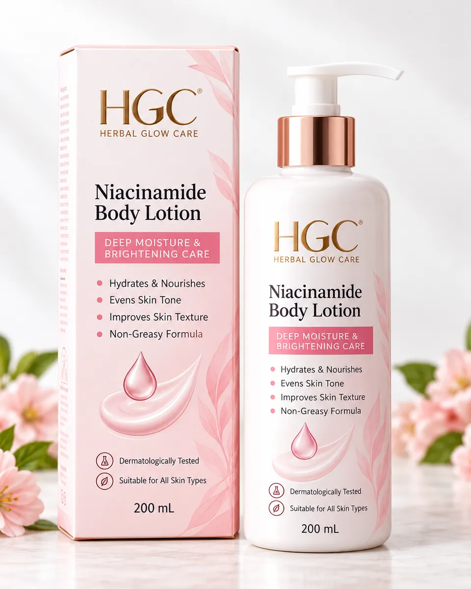 HGC Niacinamide Body Lotion 200 mL pump bottle and box